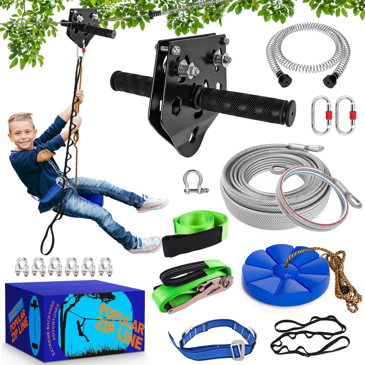 X XBEN zipline pulley removable trolley glides smoothly for safe backyard fun