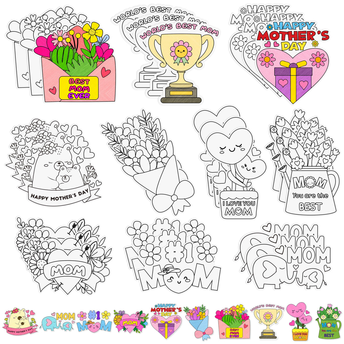 X1zuue Mother's Day coloring magnets with flowers for kid crafts and fridge decor