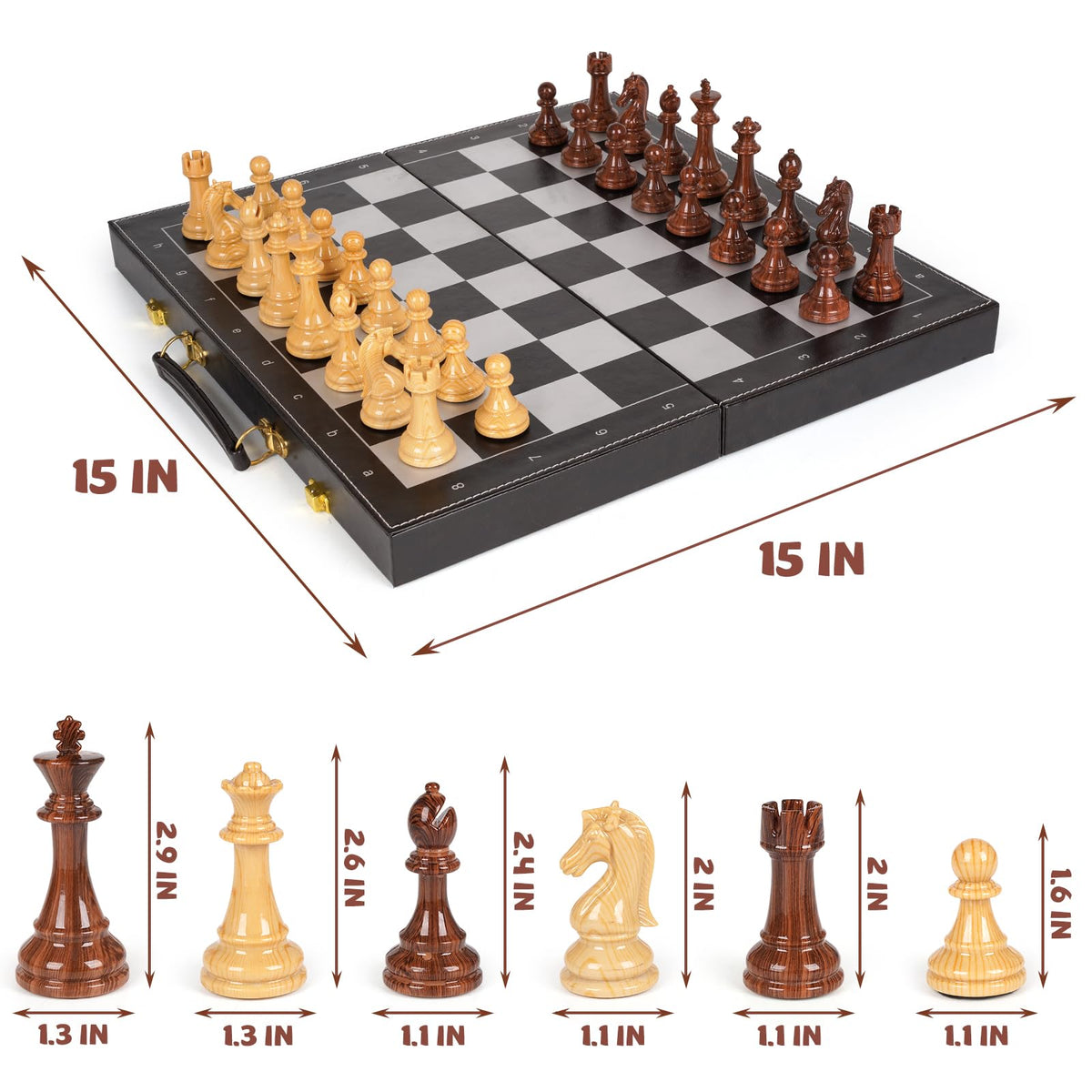 XAOHAO checkers and backgammon combo board for family fun