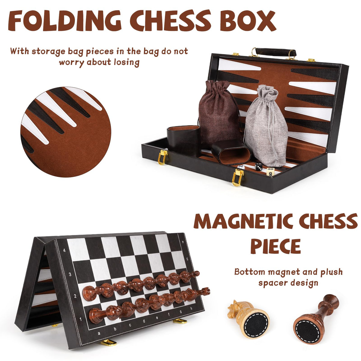 XAOHAO folding board with storage keeps pieces organized