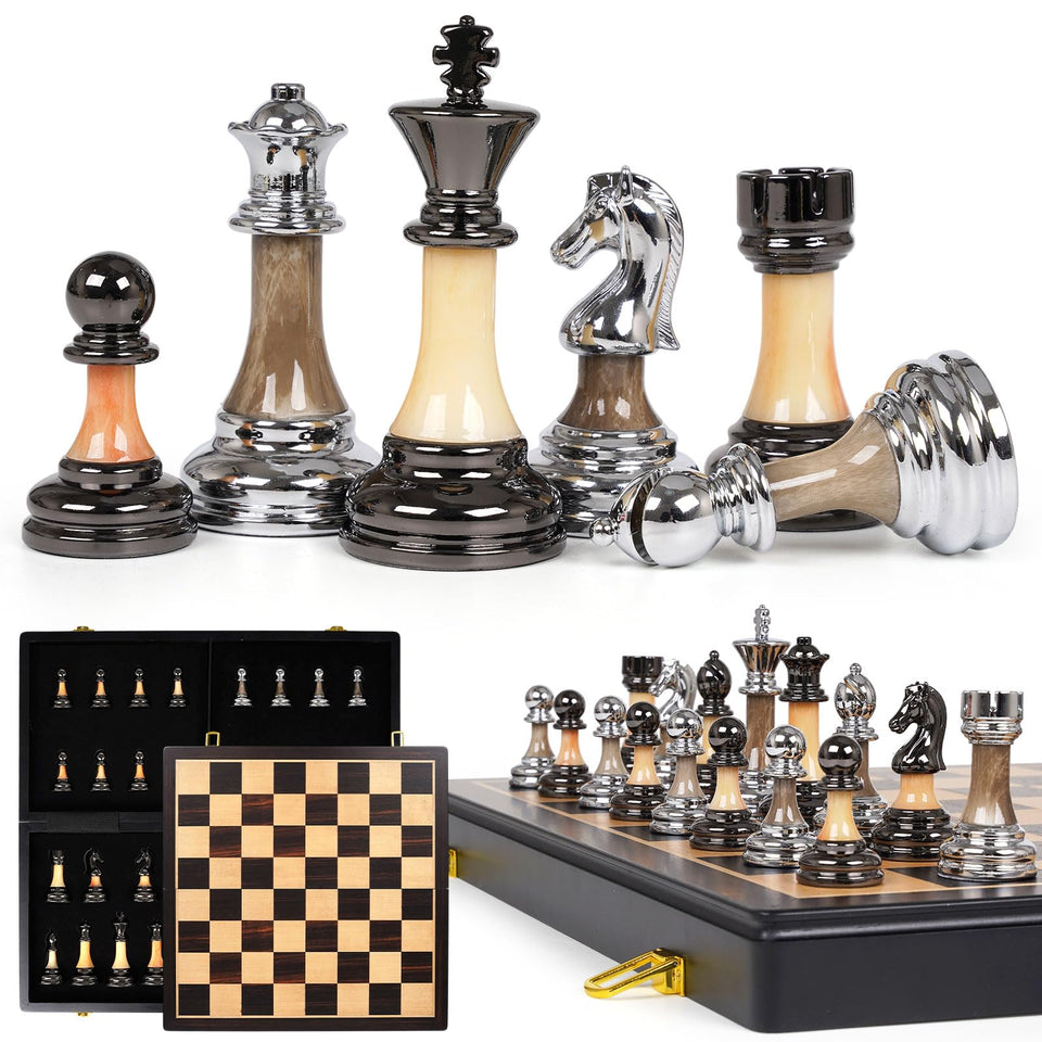 XAOHAO luxury metal and acrylic chess pieces for balanced, premium play.