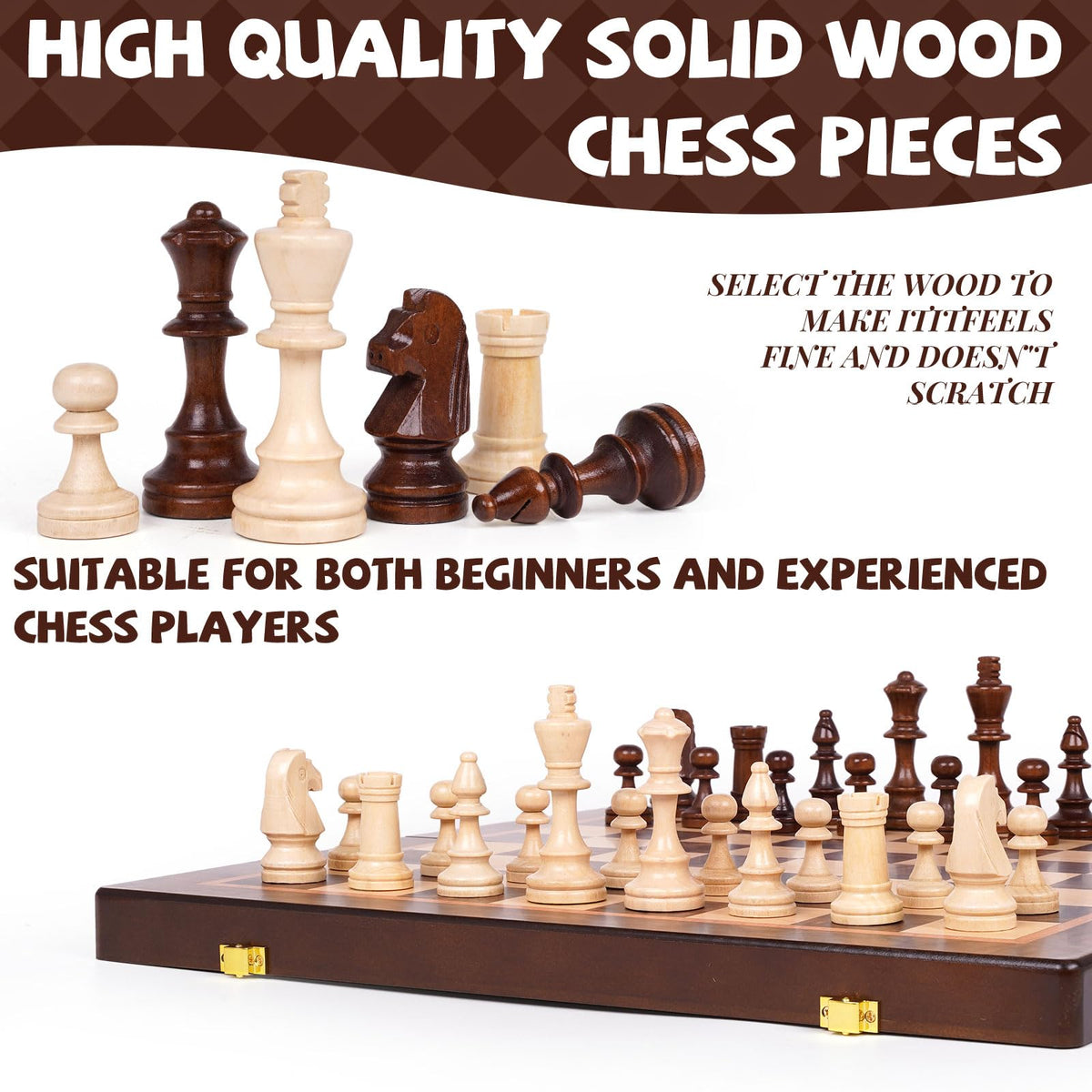 XAOHAO magnetic chess set board open for comfortable gameplay on a 15-inch surface.