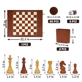XAOHAO three-in-one set: chess, checkers, backgammon in one package