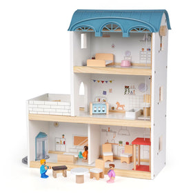 XAOHAO wooden dollhouse three-story façade designed for imaginative play