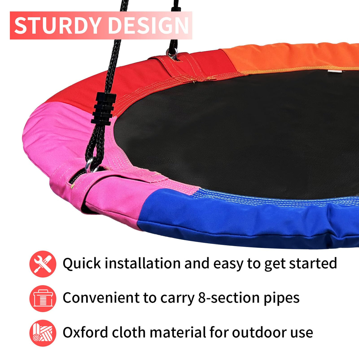 Xapigo saucer flying swing with adjustable straps for versatile height