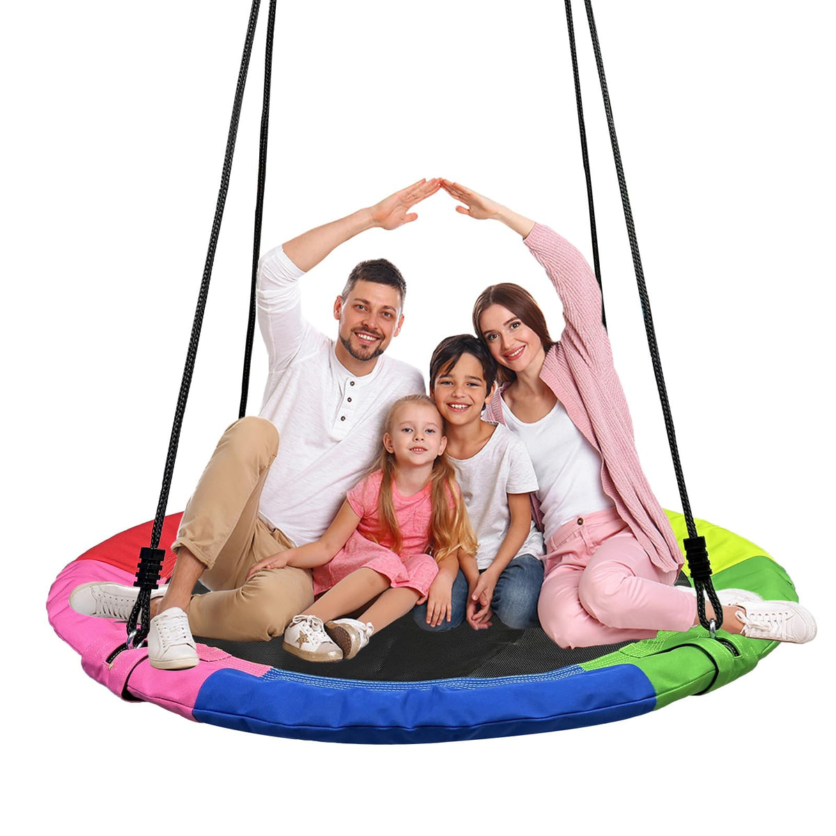 Xapigo Tree Swing 40-Inch assembly shown for quick setup and family fun