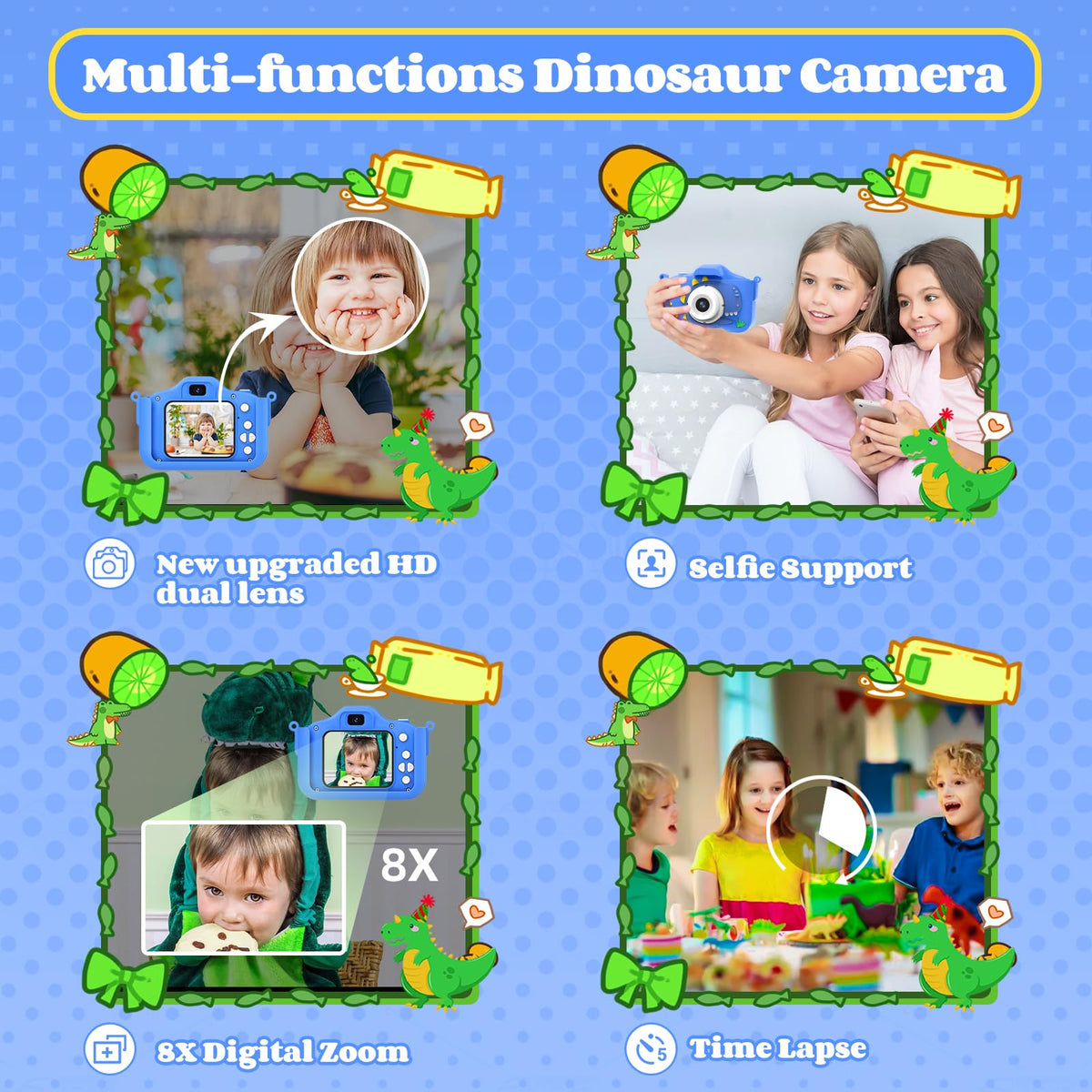 XBENDON Kids Camera with 64GB storage card ensures plenty of space for memories
