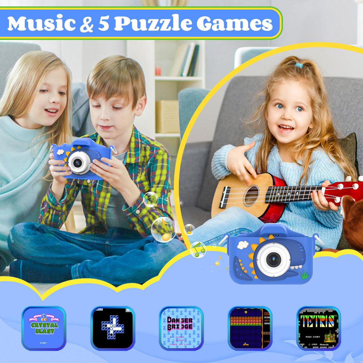 XBENDON Kids Camera accessories pack with case and charging cable for on-the-go use