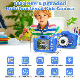 XBENDON Kids Camera rear view highlighting dual lens for selfies and landscapes
