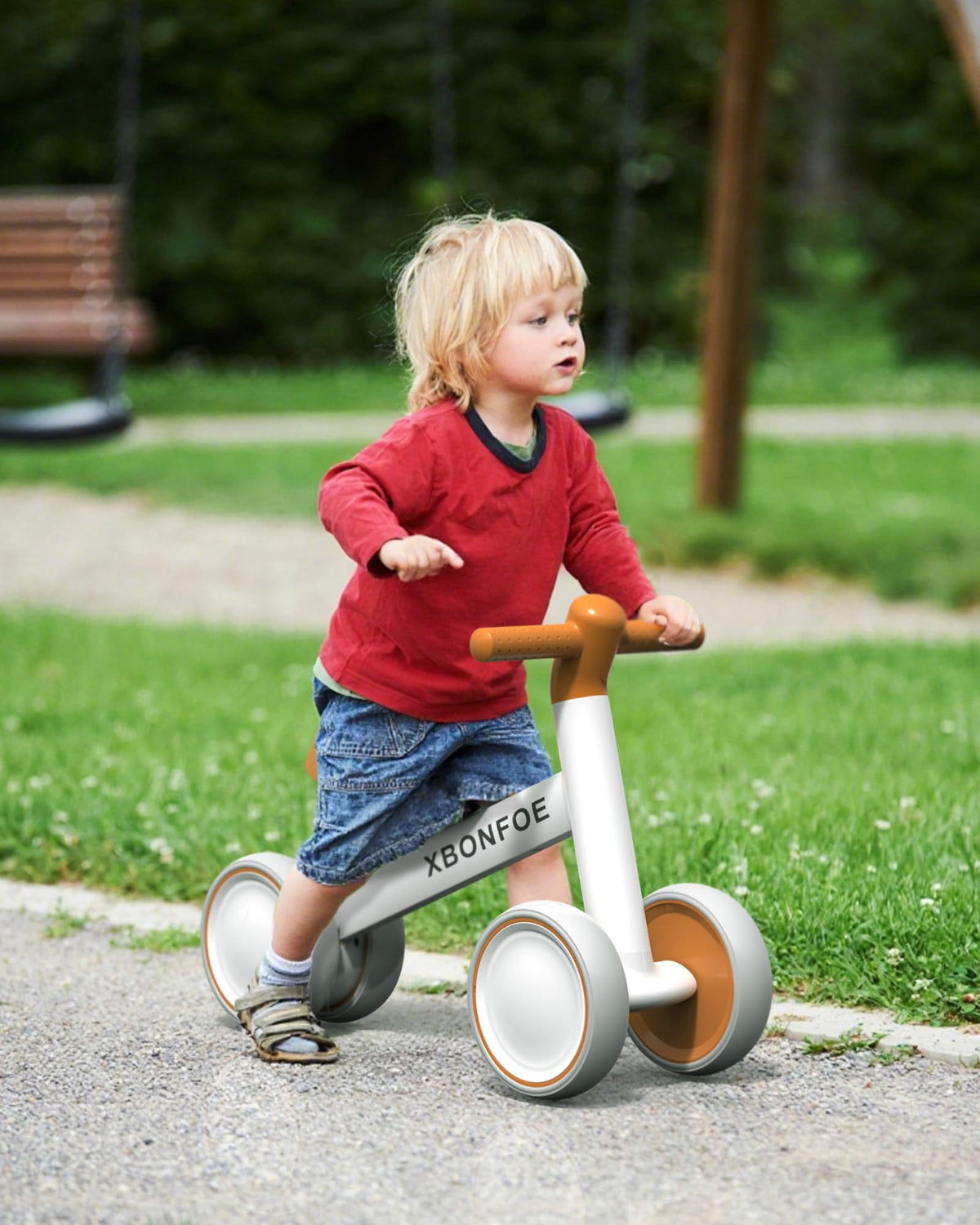 XBONFOE lightweight 3.5 lb balance bike for easy travel and carrying.