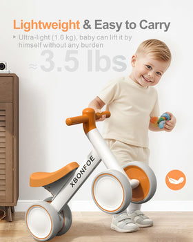 XBONFOE balance bike wheels are wear-resistant and floor-friendly for smooth cruising.
