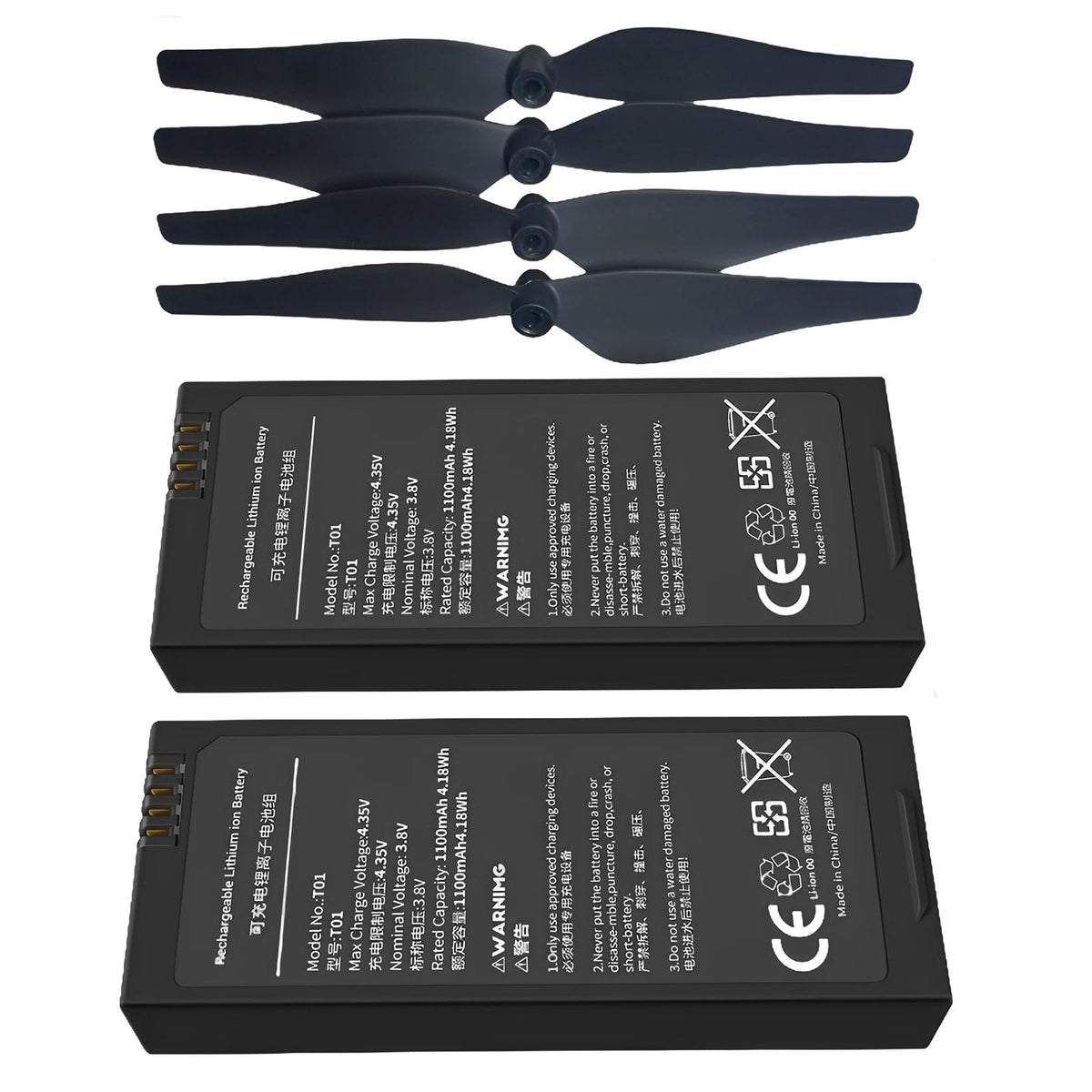 XDJXWJN Tello battery 1100mAh close-up highlighting high capacity.