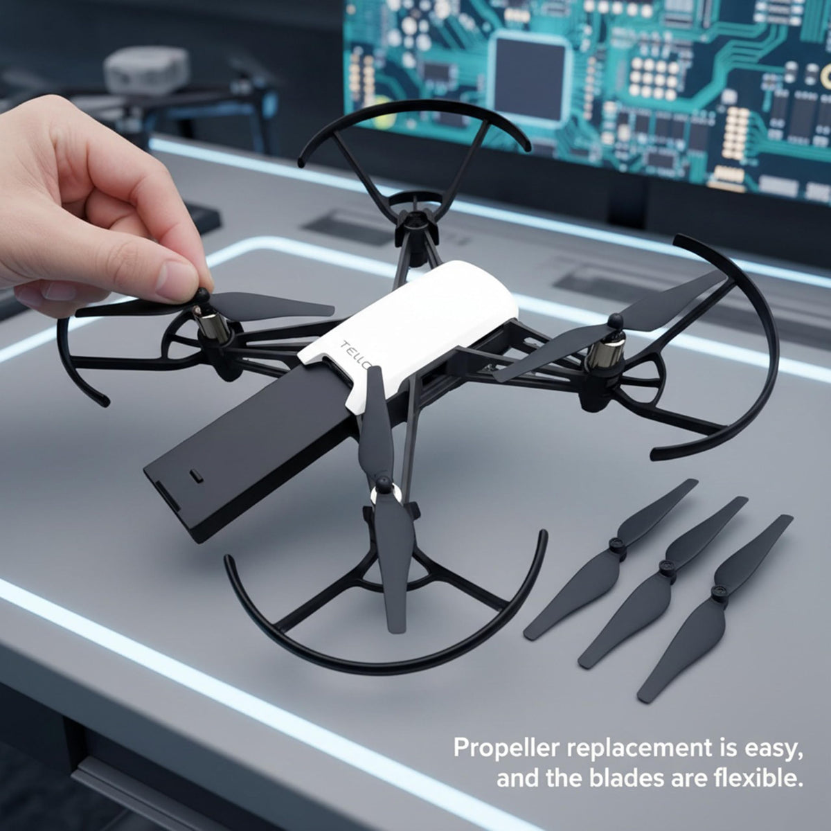 XDJXWJN Tello battery 1100mAh label ready for charging.
