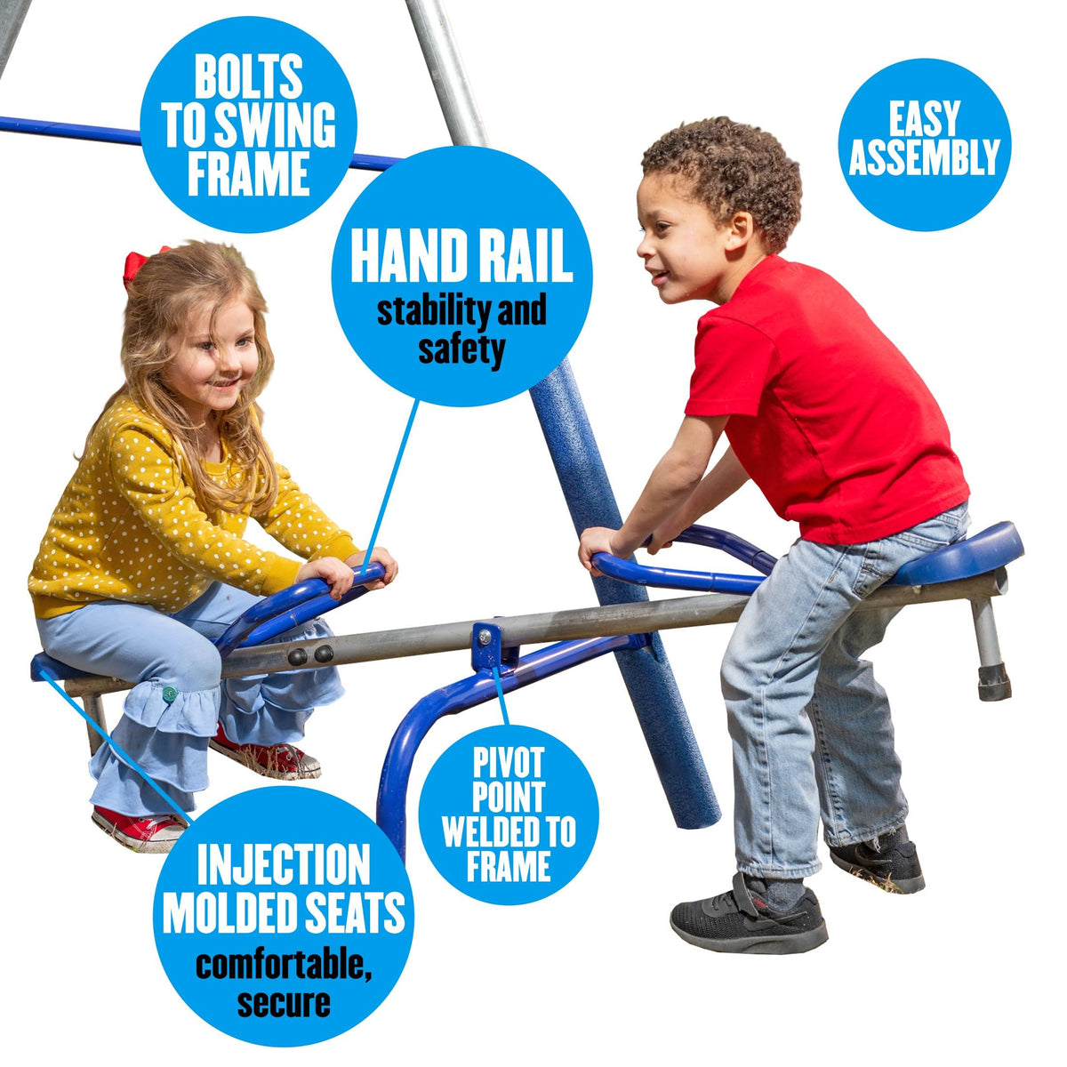 Foam leg pads protect the frame during active play