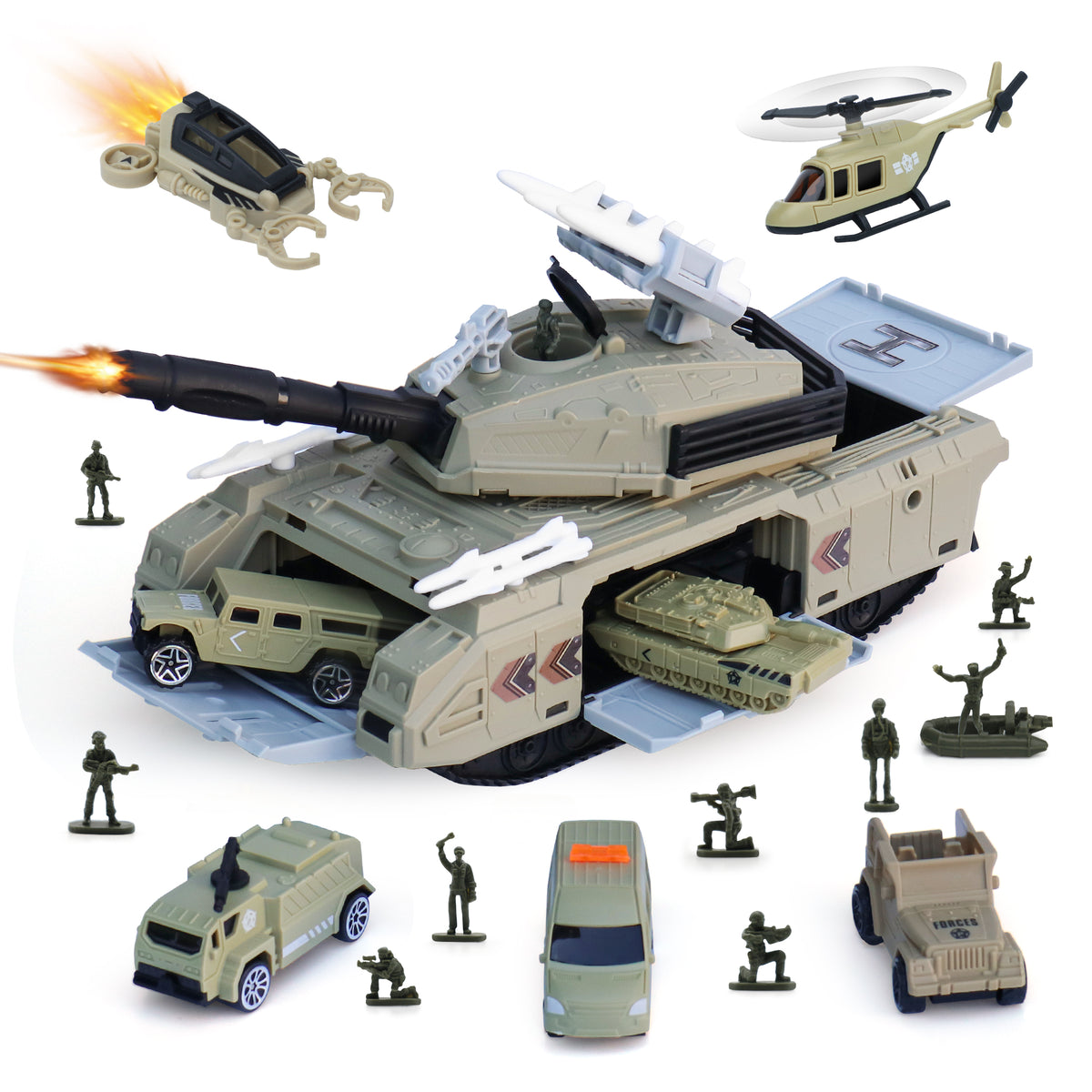 XDUOYJOY military tank toy with moving gun for imaginative play