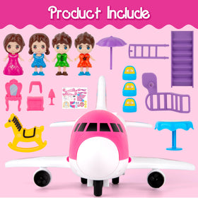 XDUOYJOY pink airplane toy cabin open for role-play