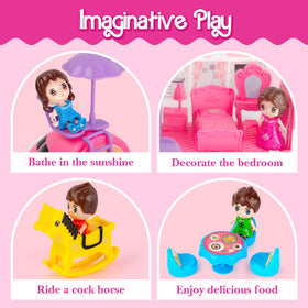 XDUOYJOY pink airplane toy with movable furniture