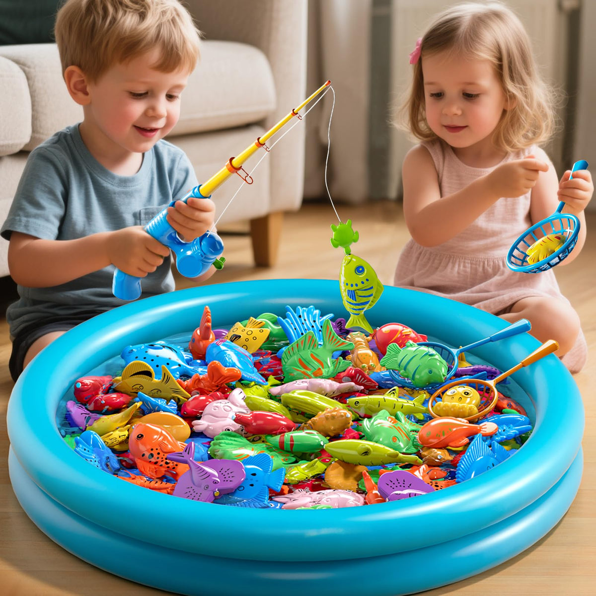 Xelabrion magnetic fishing game rods for interactive casting and cooperation