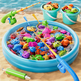 Xelabrion magnetic fishing pool setup ready for kids' play