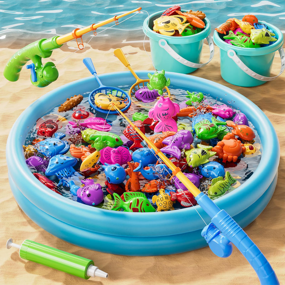 Xelabrion magnetic fishing pool setup ready for kids' play