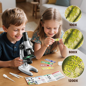 Xelabrion microscope slides and tools demonstrate hands-on learning with prepared and blank slides.