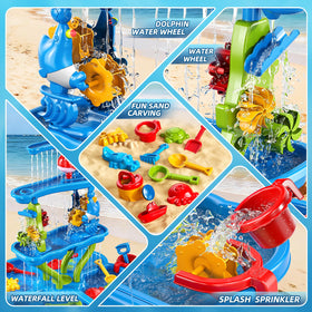 Xelabrion sand water table with marine life molds invites tactile exploration