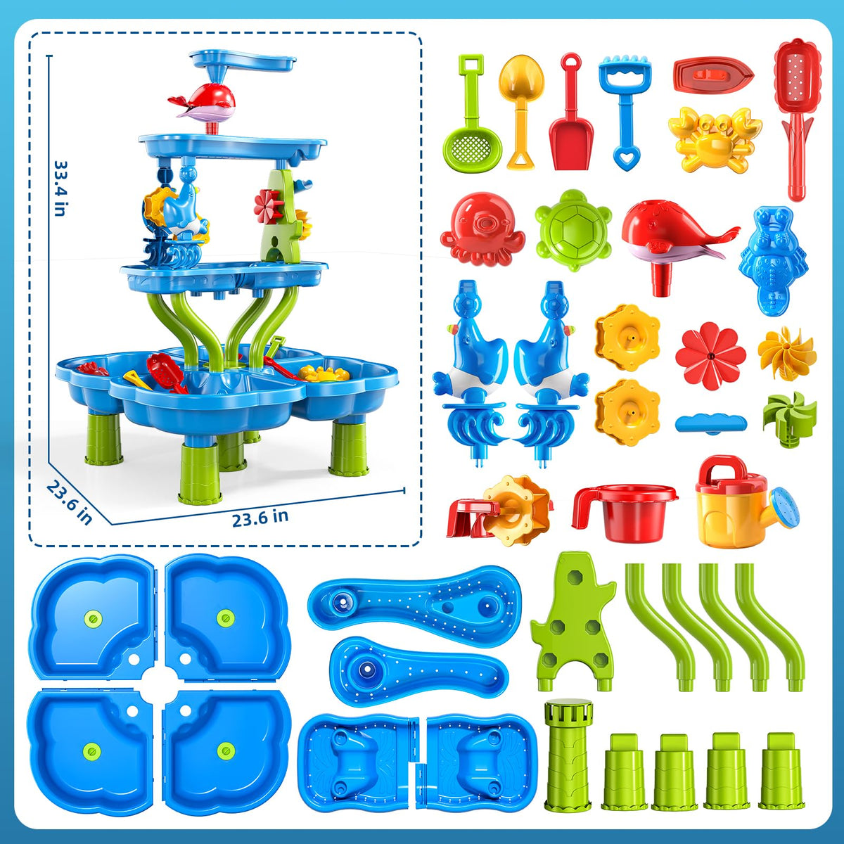 Xelabrion sand water table supports multi‑player play for shared creativity