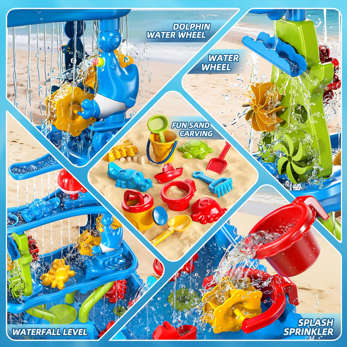 Xelabrion sand water table water channels and gears illustrate interactive learning