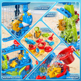 Xelabrion sand water table water channels and gears illustrate interactive learning