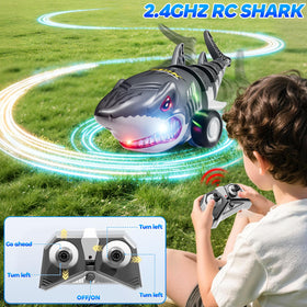 Xelabrion Shark RC Car 360-degree spin adds extra thrill during races.