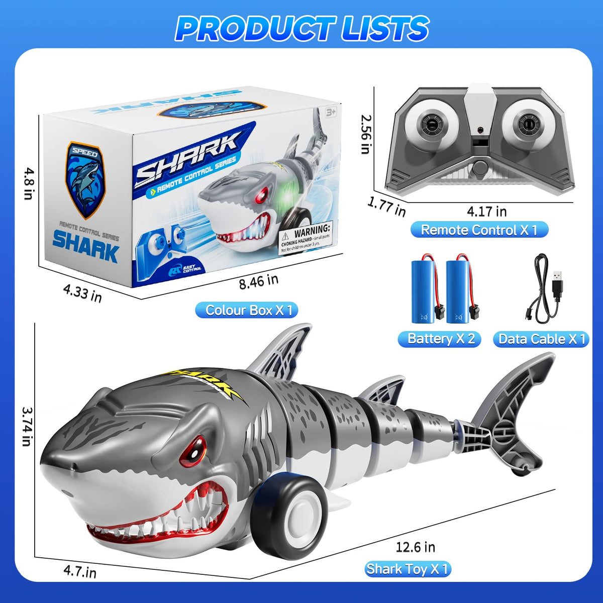 Xelabrion Shark RC Car rugged ABS body withstands bumps and tumbles.