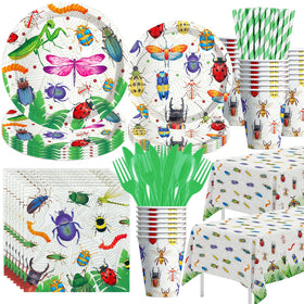 Xenorik bug birthday plates with bright insect designs for a festive party.