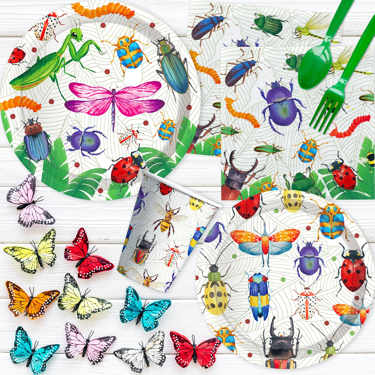 Xenorik bug birthday tableware set delivering a complete party theme.