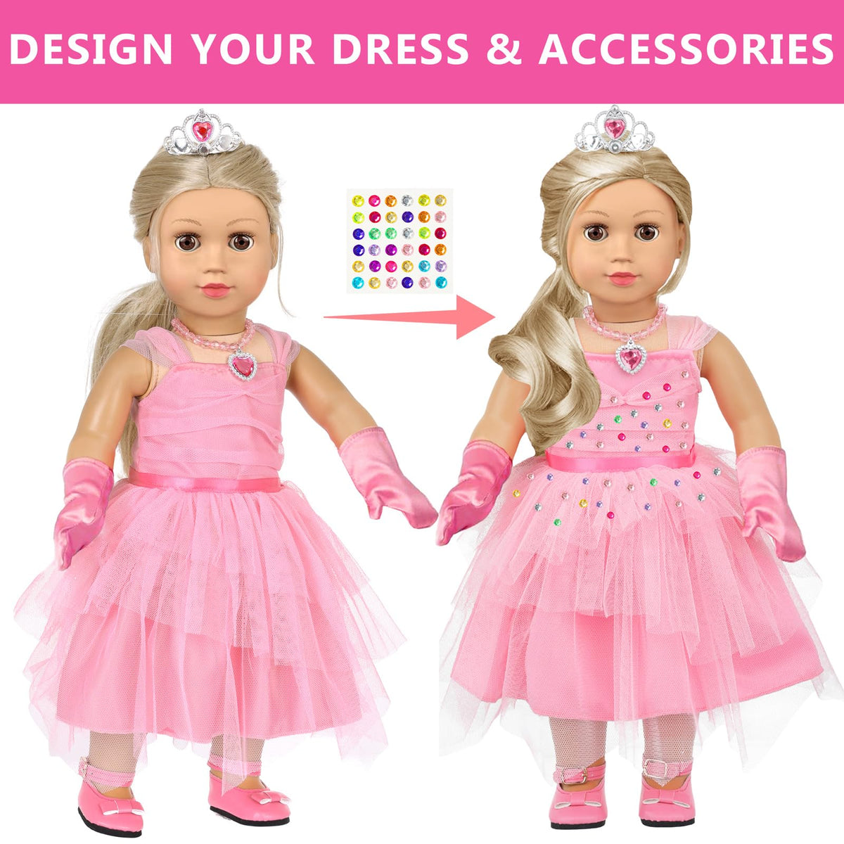XFEYUE necklace for 18-inch dolls completes a graceful princess look