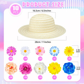 XGHSHW DIY straw hats and flowers ready for party decoration