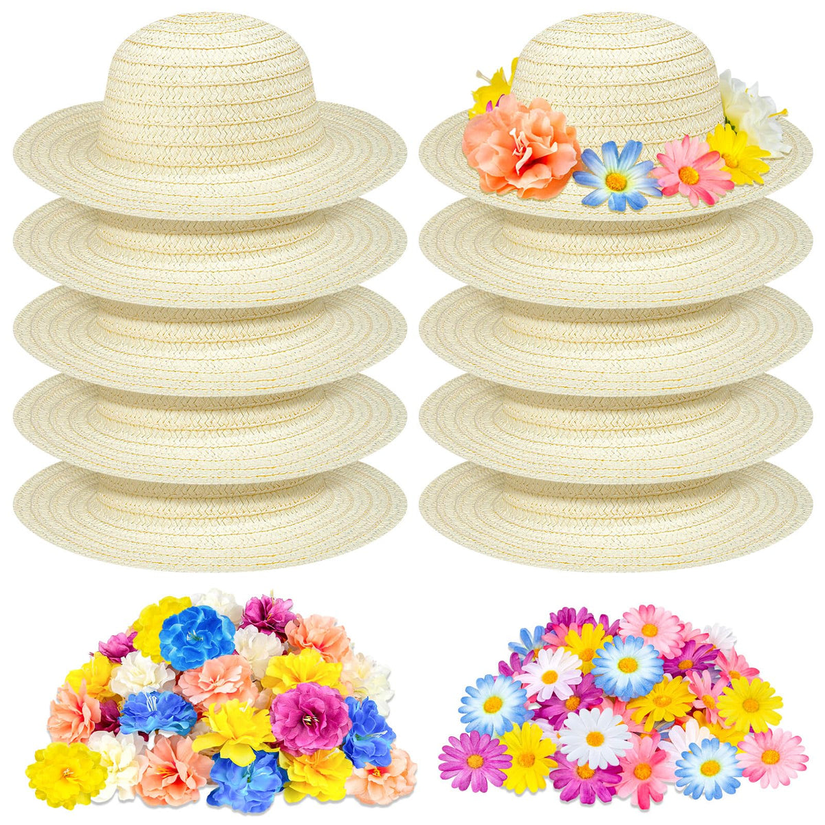 XGHSHW tea party hat kit with daisies and peonies for creative DIY styling