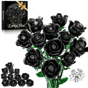 XGSHJ black rose bouquet-building-set 12pc presents a dramatic, maintenance-free centerpiece