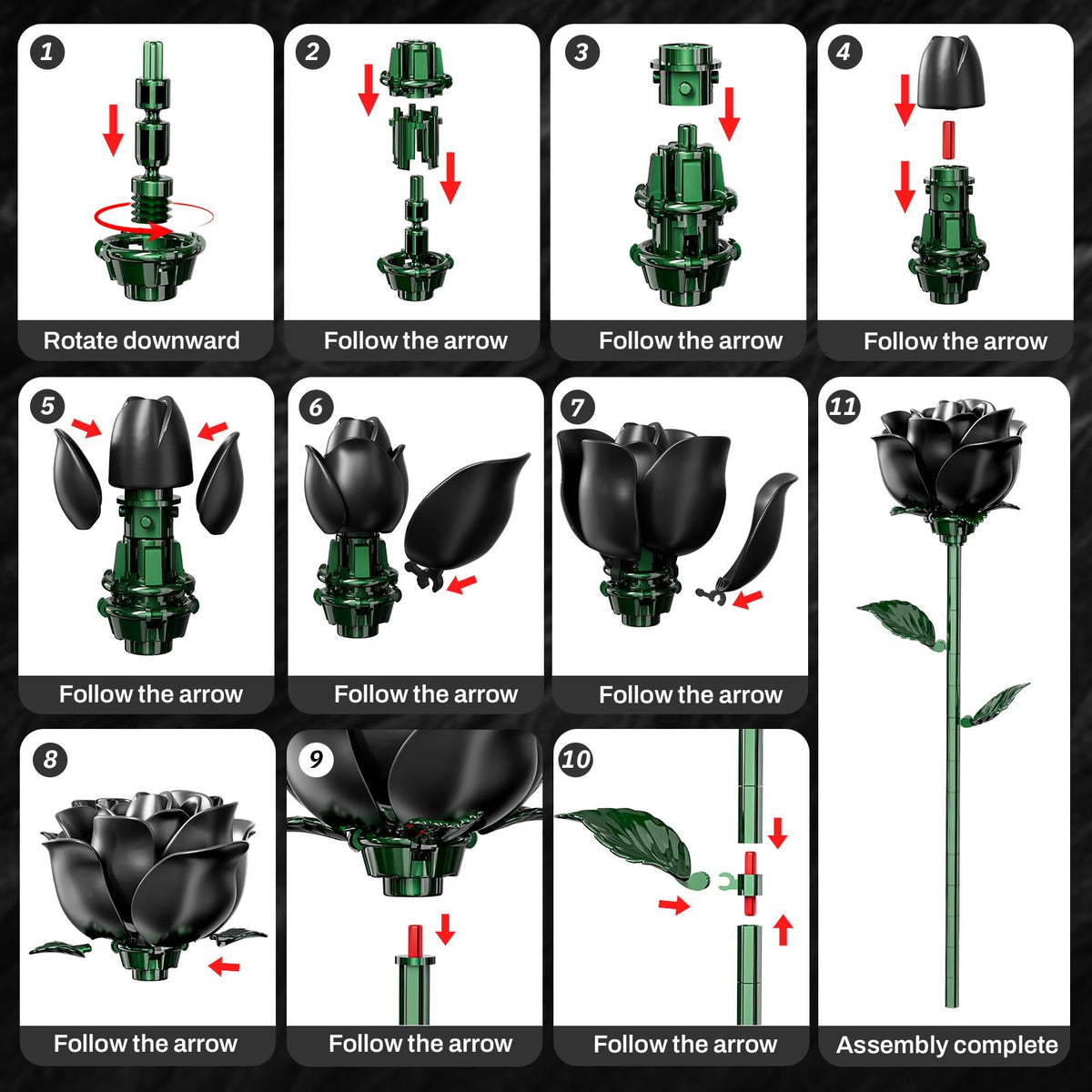 XGSHJ gift-for-mom-and-girlfriend-black-roses suits thoughtful, gothic-style celebrations