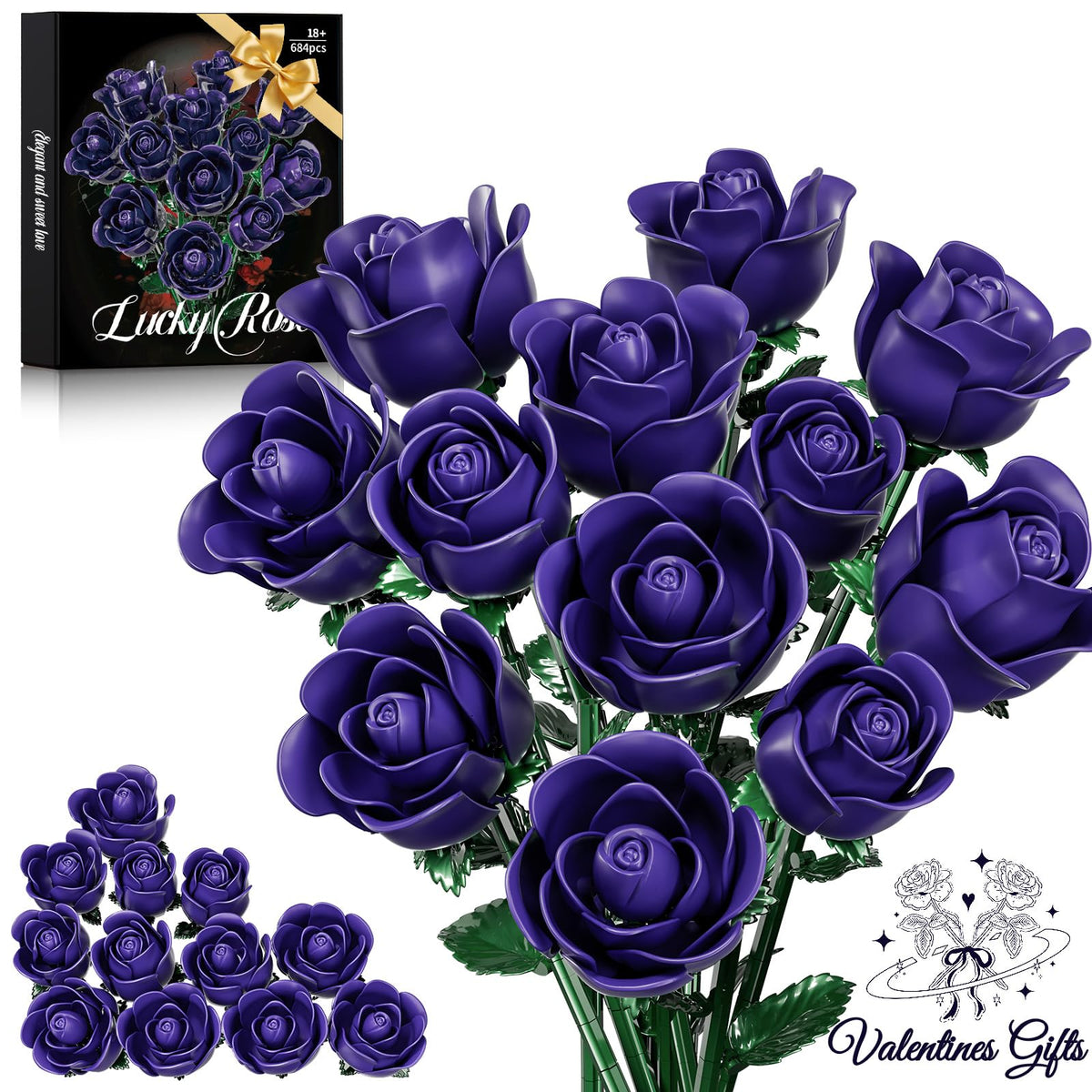XGSHJ purple rose bouquet assembly showing realistic petal detail for décor