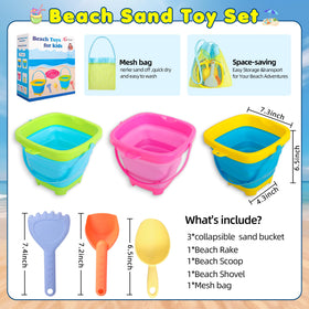 Xgunion collapsible beach bucket folded compact for space-saving storage on trips.