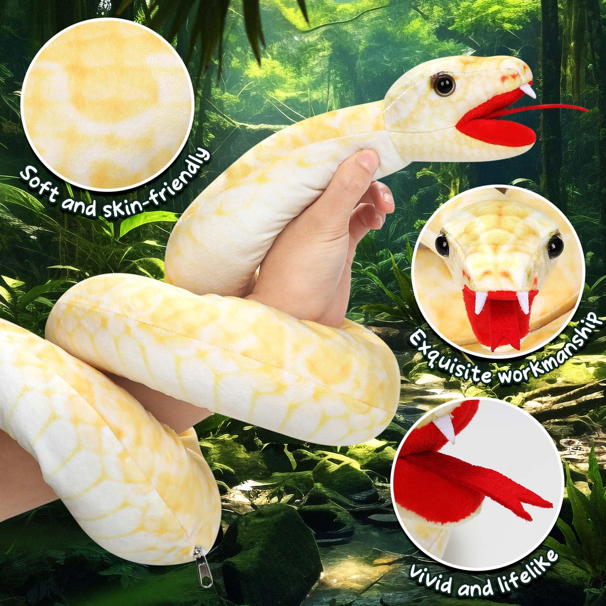 Xhamuon golden snake plush fabric texture close up showing softness