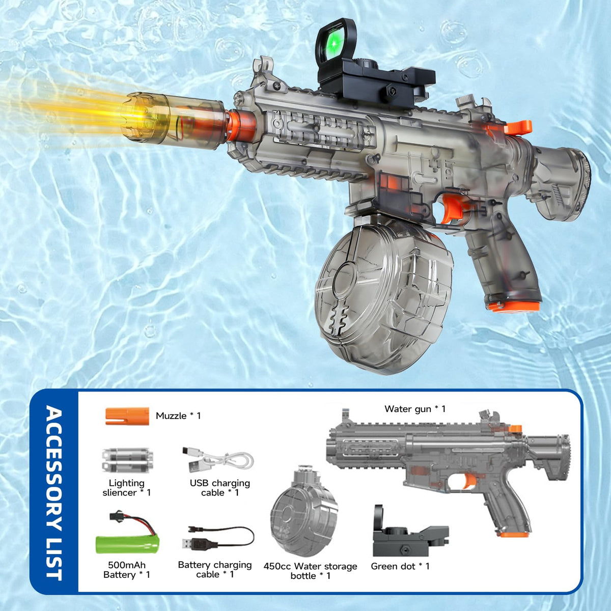 xhecwtiy Electric Water Gun durable ABS body for rugged outdoor use