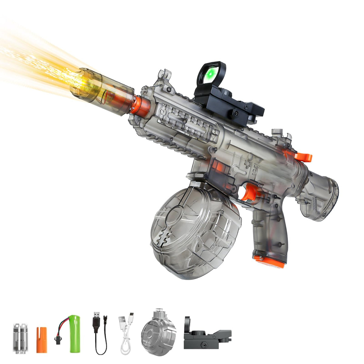 xhecwtiy Electric Water Gun with glowing nozzle for nighttime splash fun