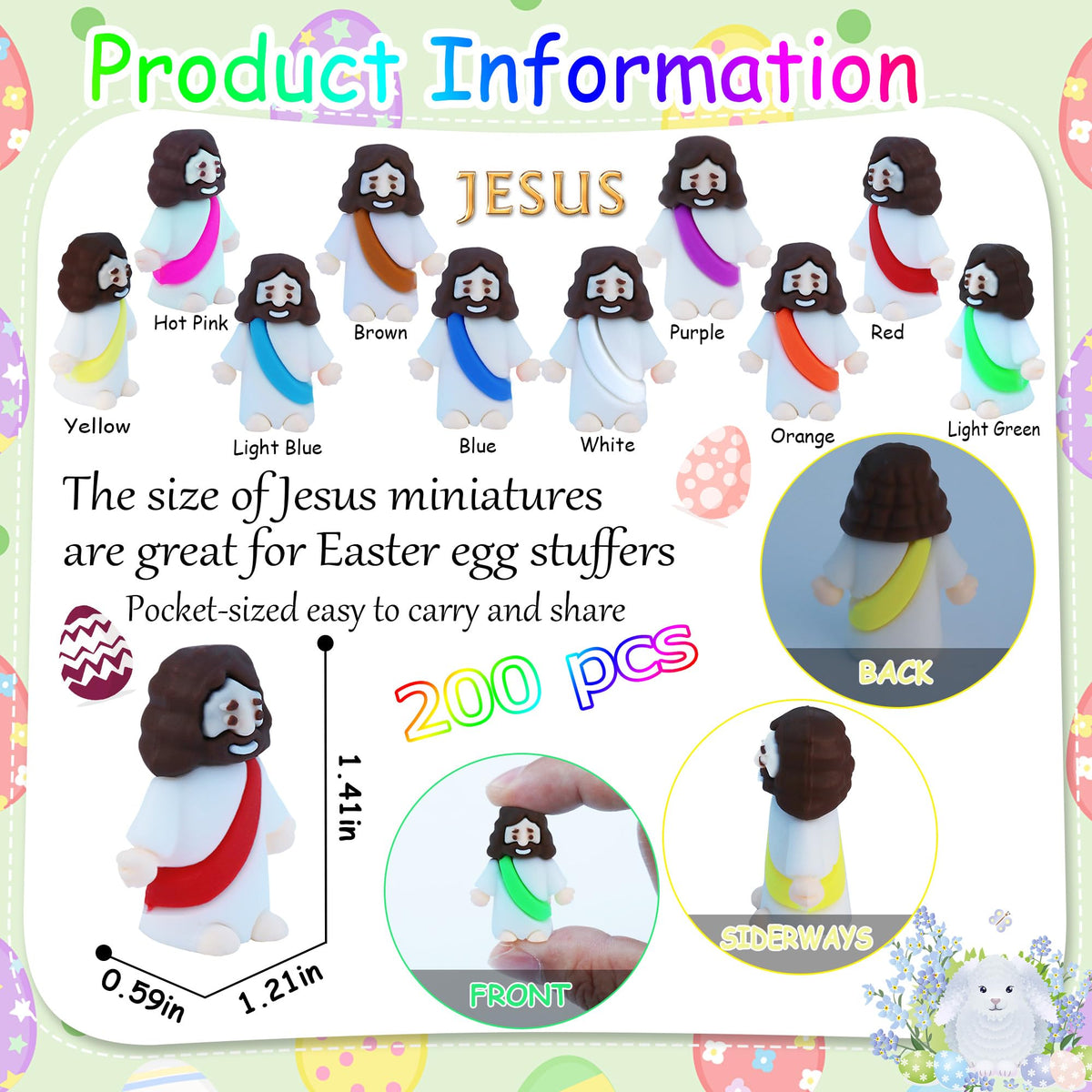XiawaLangzhuo 10-color Jesus figurines for Easter crafts and gifts.