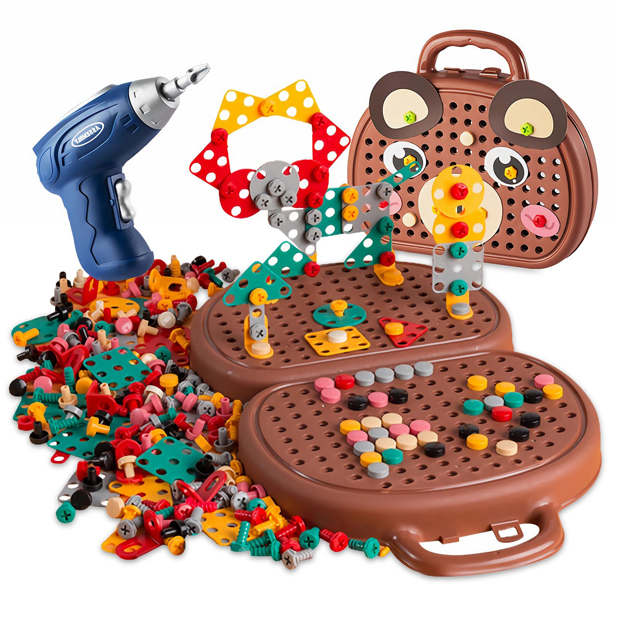 Xibulun Magic Montessori Toolbox open box showing colorful parts for hands-on play