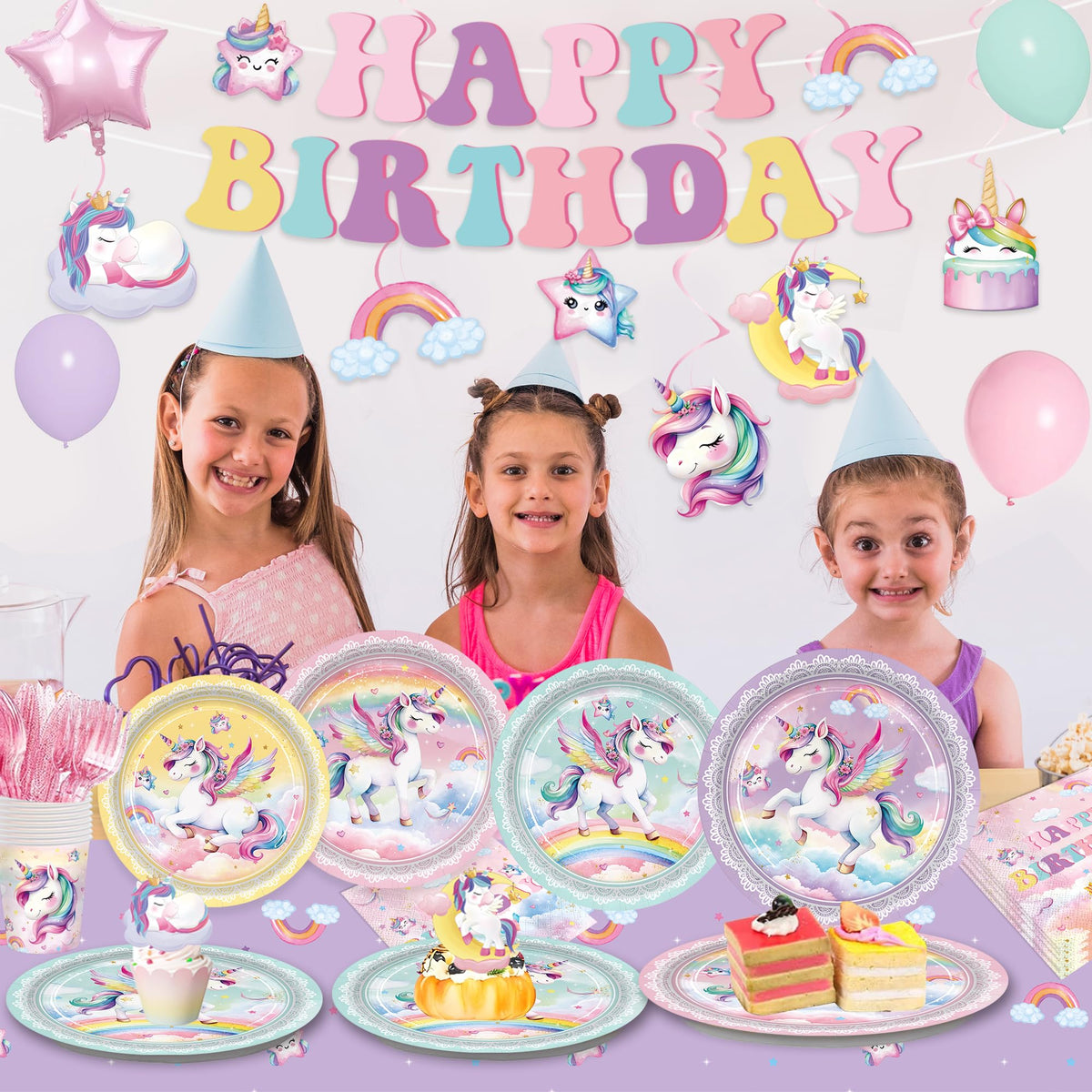 XIENBLOC cake topper features a cute unicorn centerpiece
