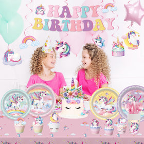 XIENBLOC happy birthday banner brightens unicorn party