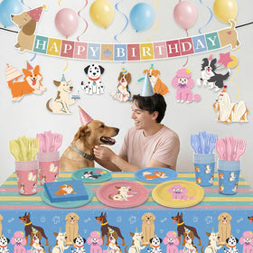 XIENBLOC Retro Puppy banner highlights birthday celebrations with cheerful typography.