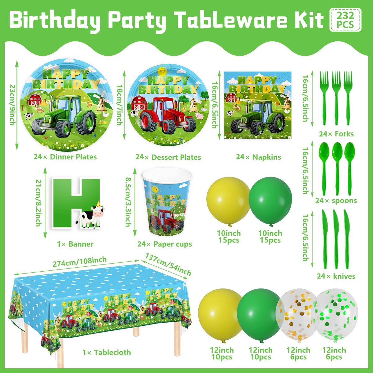 XIENBLOC tractor dessert plates with playful themes for kids' birthdays.