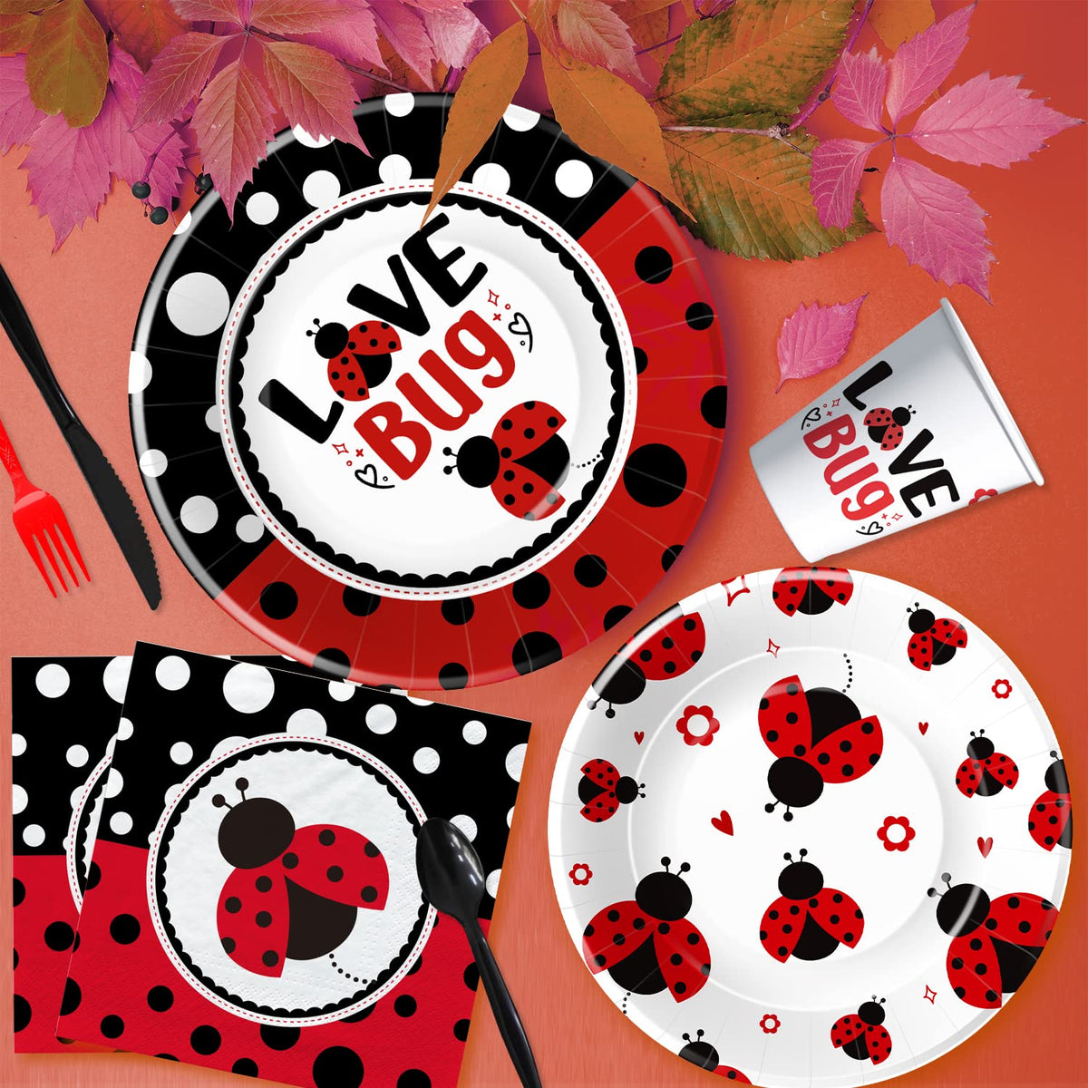 Xigejob Ladybug cutlery set for tidy and colorful meals